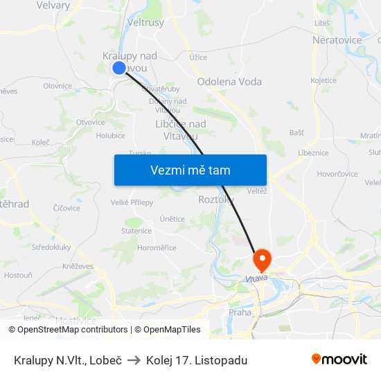 Kralupy N.Vlt., Lobeč (B) to Kolej 17. Listopadu map