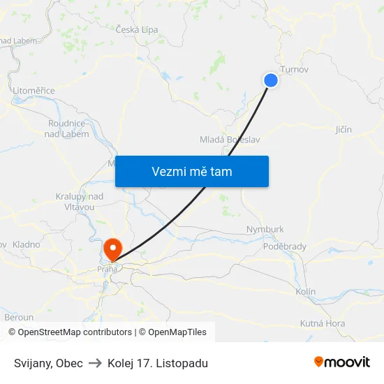 Svijany, Obec to Kolej 17. Listopadu map