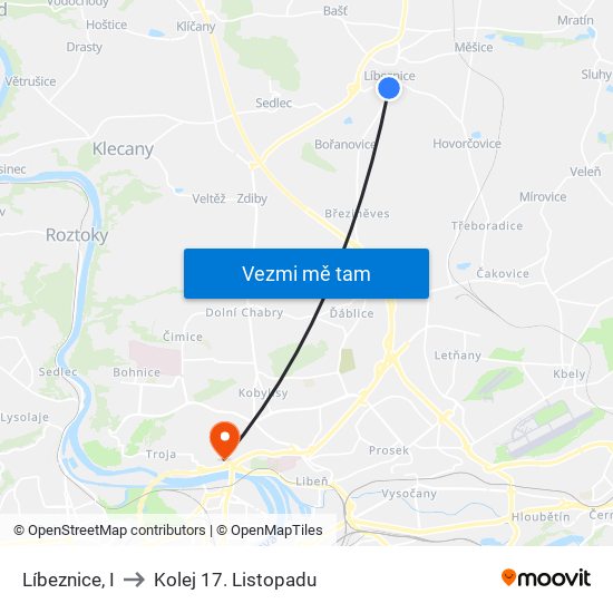 Líbeznice, I to Kolej 17. Listopadu map