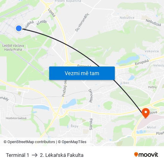 Terminál 1 to 2. Lékařská Fakulta map