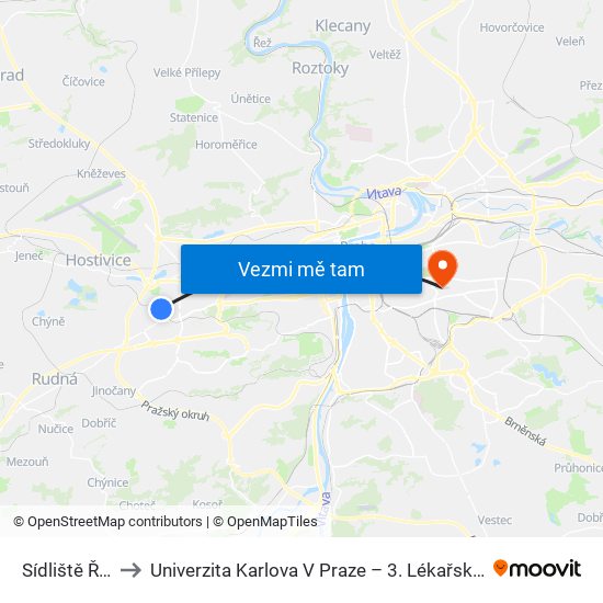 Sídliště Řepy to Univerzita Karlova V Praze – 3. Lékařská Fakulta map