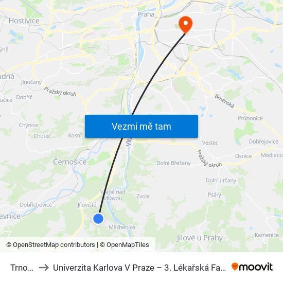 Trnová to Univerzita Karlova V Praze – 3. Lékařská Fakulta map