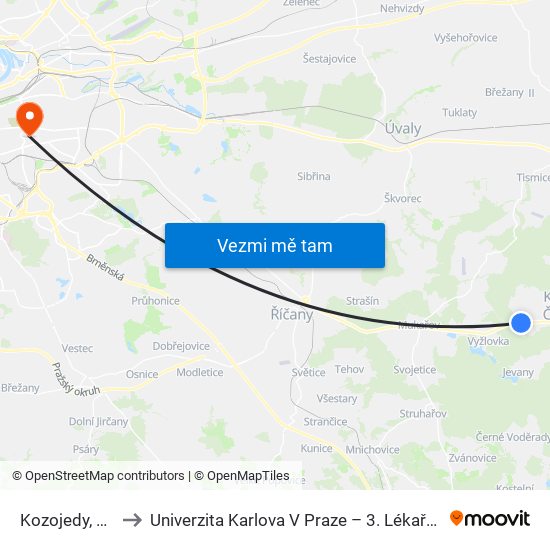 Kozojedy, Rozc. to Univerzita Karlova V Praze – 3. Lékařská Fakulta map