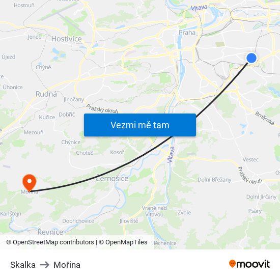 Skalka to Mořina map