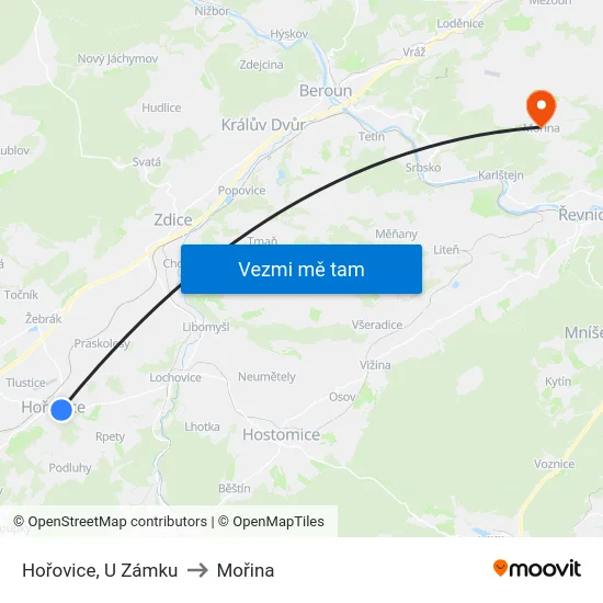 Hořovice, U Zámku to Mořina map