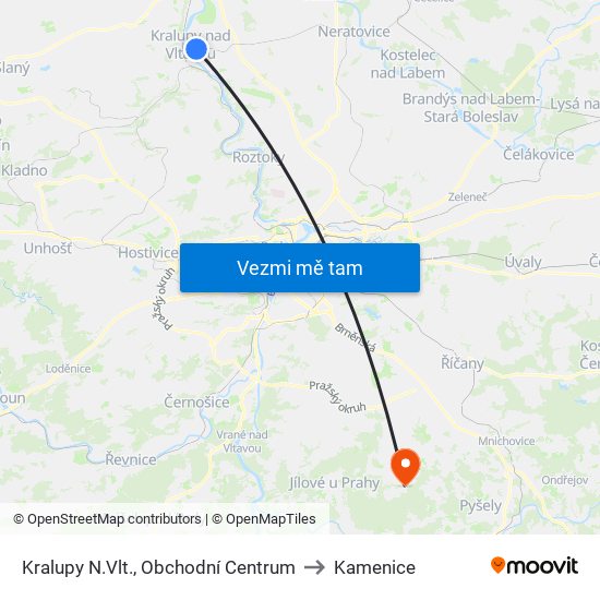 Kralupy N.Vlt., Obchodní Centrum to Kamenice map