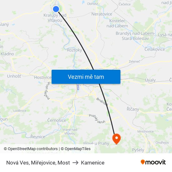 Nová Ves, Miřejovice, Most to Kamenice map