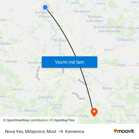 Nová Ves, Miřejovice, Most to Kamenice map