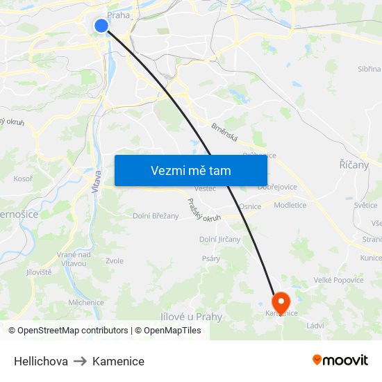 Hellichova to Kamenice map