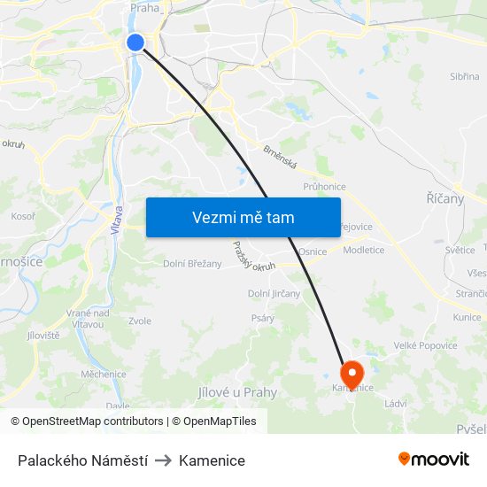 Palackého Náměstí to Kamenice map