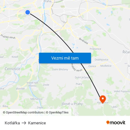 Kotlářka to Kamenice map