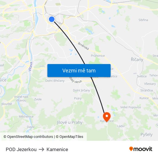 POD Jezerkou to Kamenice map