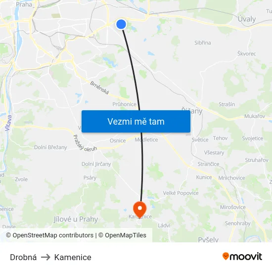 Drobná to Kamenice map