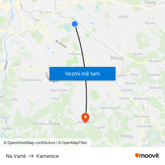 Na Vartě to Kamenice map