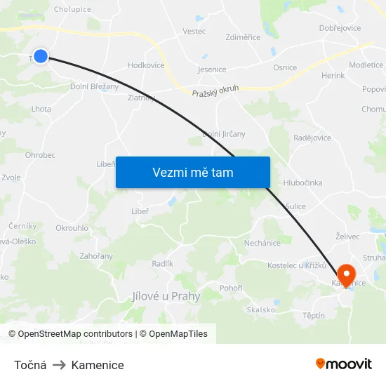 Točná to Kamenice map