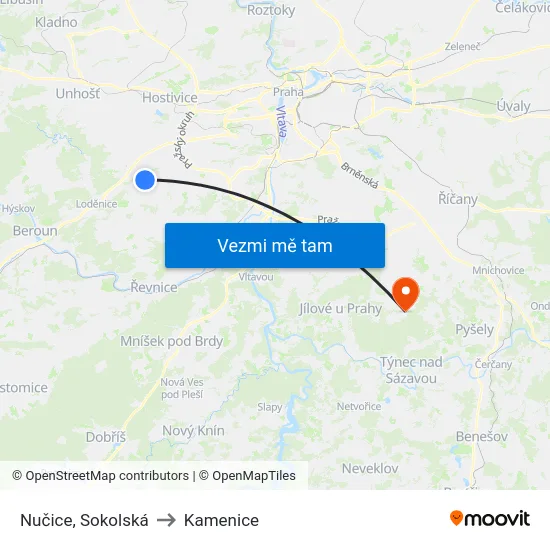 Nučice, Sokolská to Kamenice map