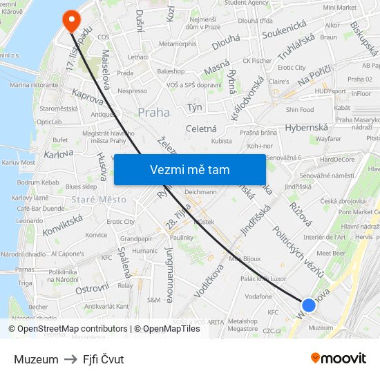 Muzeum to Fjfi Čvut map