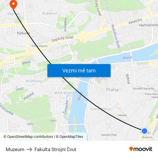 Muzeum to Fakulta Strojní Čvut map