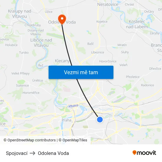 Spojovací to Odolena Voda map