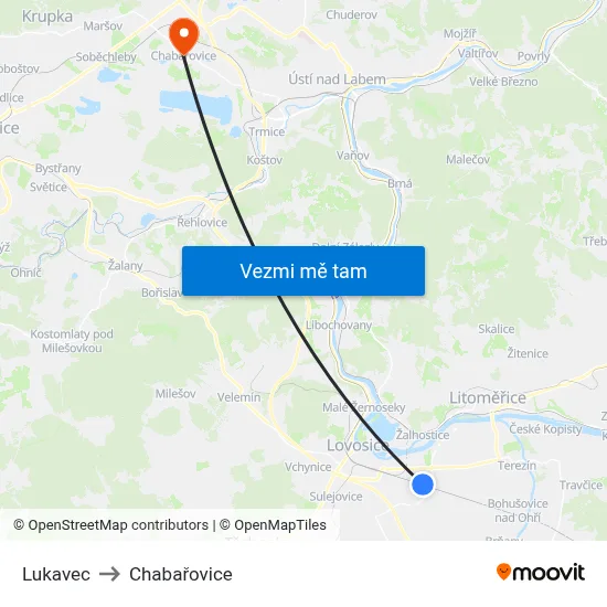 Lukavec to Chabařovice map