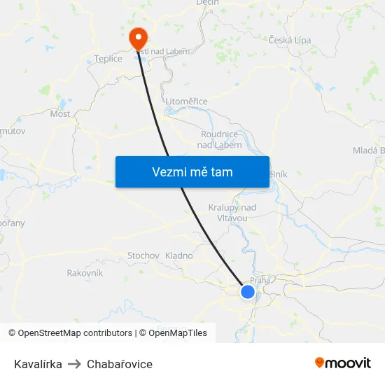 Kavalírka to Chabařovice map