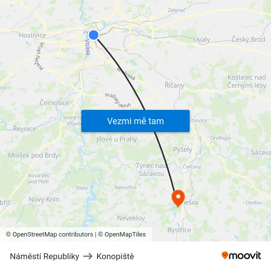 Náměstí Republiky to Konopiště map