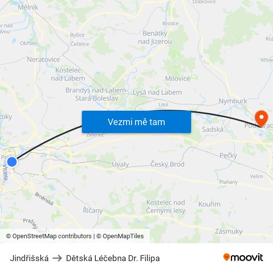 Jindřišská to Dětská Léčebna Dr. Filipa map