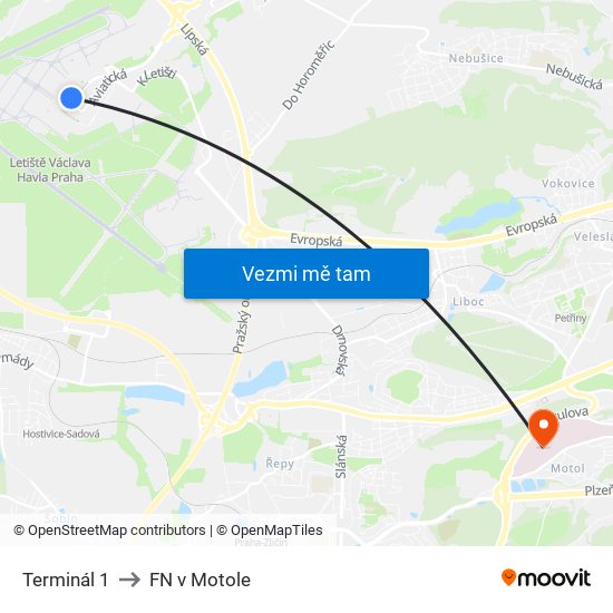 Terminál 1 to FN v Motole map