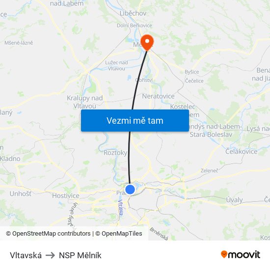 Vltavská to NSP Mělník map