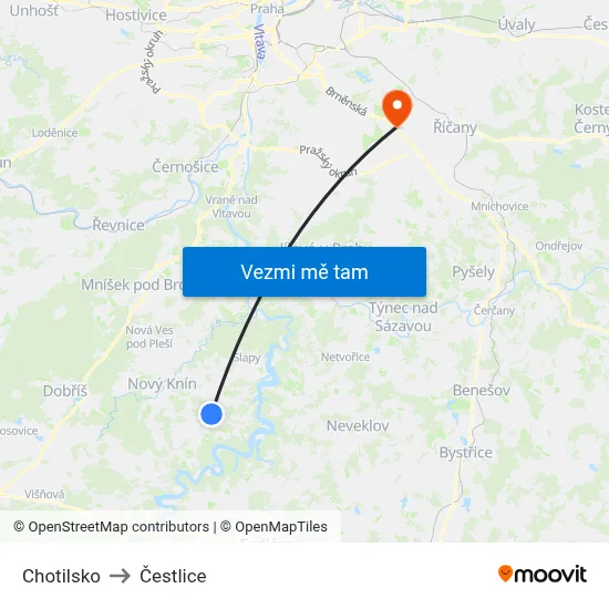 Chotilsko to Čestlice map