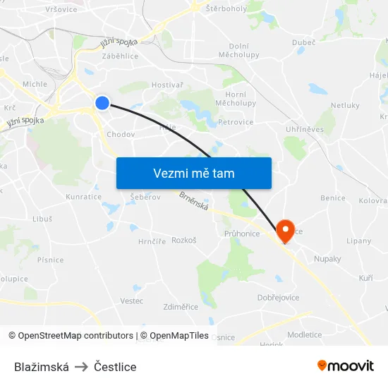 Blažimská to Čestlice map