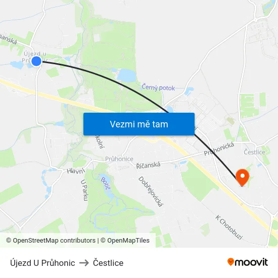 Újezd U Průhonic to Čestlice map