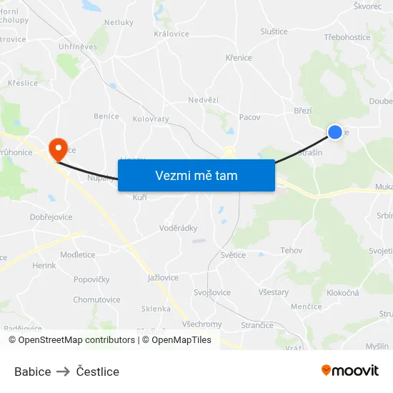 Babice to Čestlice map