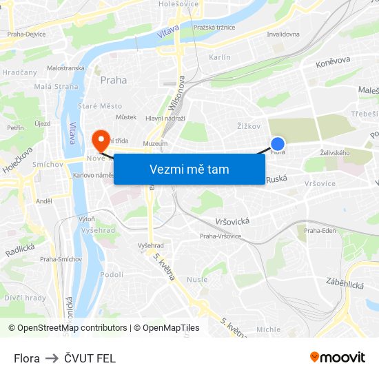 Flora to ČVUT FEL map