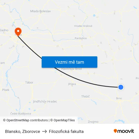 Blansko, Zborovce to Filozofická fakulta map