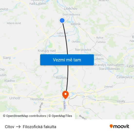 Cítov to Filozofická fakulta map