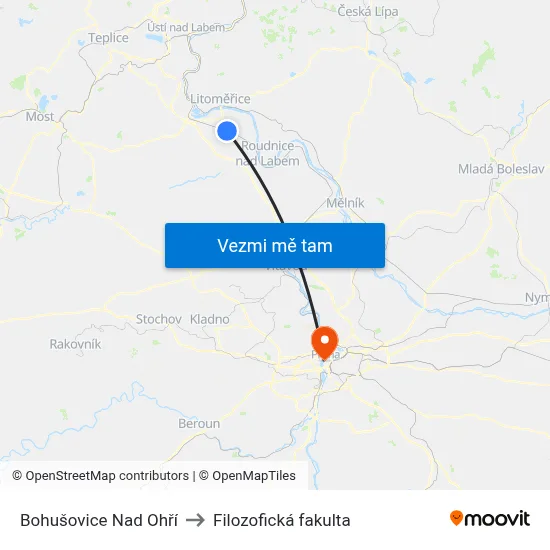 Bohušovice Nad Ohří to Filozofická fakulta map
