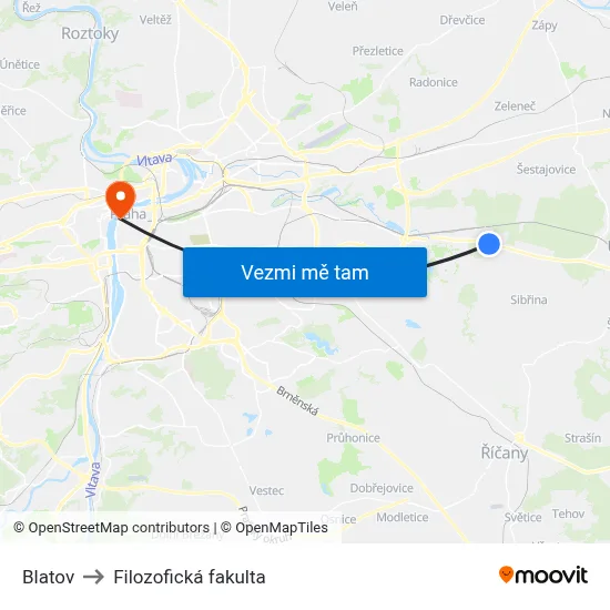 Blatov to Filozofická fakulta map