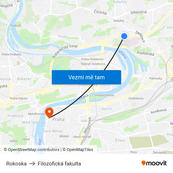 Rokoska to Filozofická fakulta map