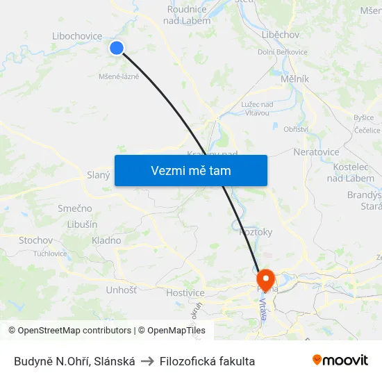 Budyně N.Ohří, Slánská to Filozofická fakulta map