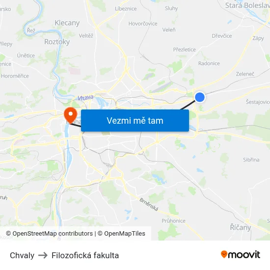 Chvaly to Filozofická fakulta map