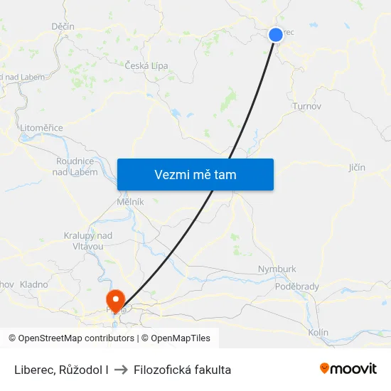 Liberec, Růžodol I to Filozofická fakulta map