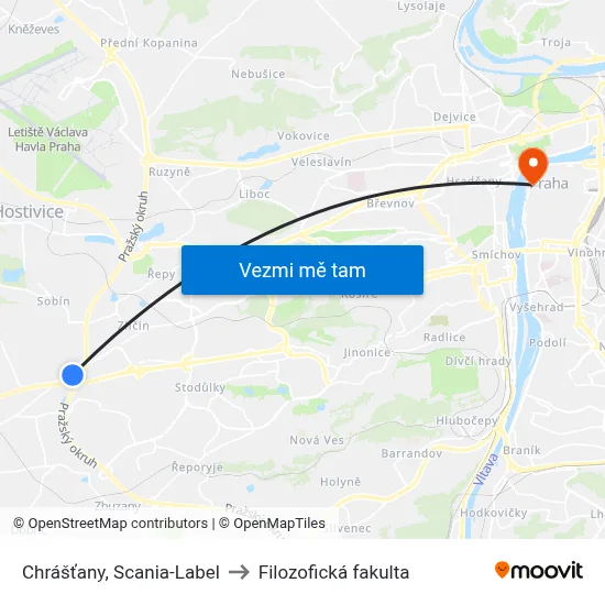 Chrášťany, Scania-Label to Filozofická fakulta map