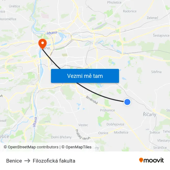 Benice to Filozofická fakulta map