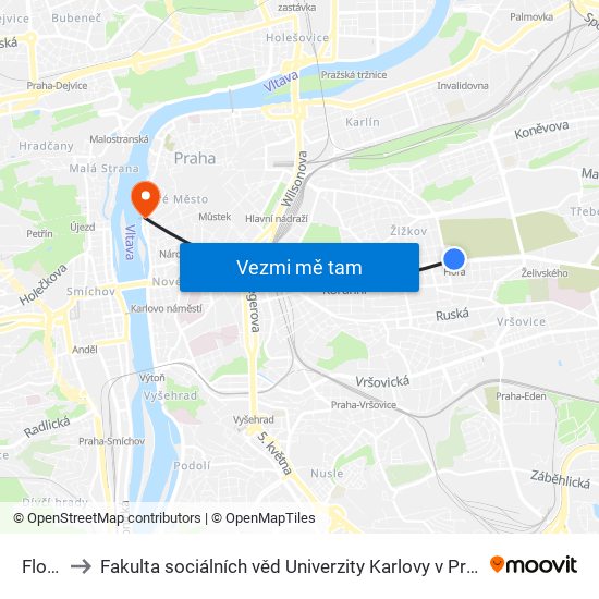 Flora to Fakulta sociálních věd Univerzity Karlovy v Praze map