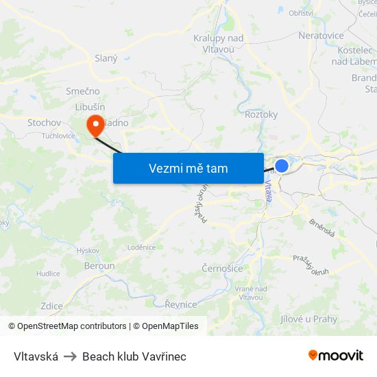 Vltavská to Beach klub Vavřinec map