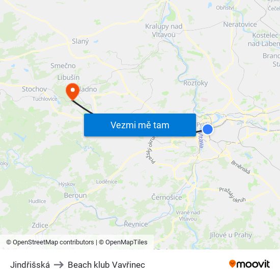 Jindřišská to Beach klub Vavřinec map