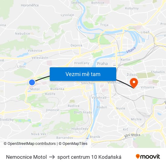 Nemocnice Motol to sport centrum 10 Kodaňská map