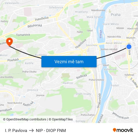 I. P. Pavlova to NIP - DIOP FNM map