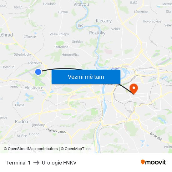 Terminál 1 to Urologie FNKV map